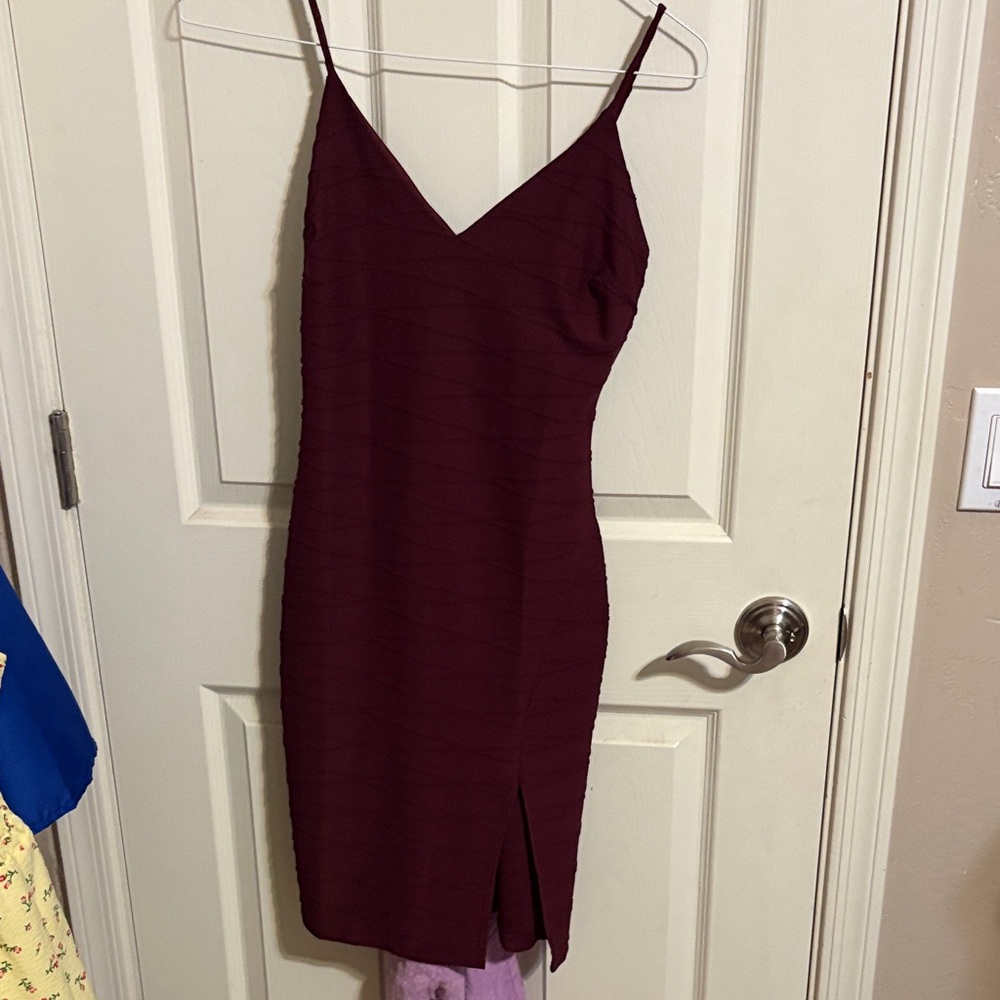 Windsor Burgundy Mini Dress with Spaghetti Straps